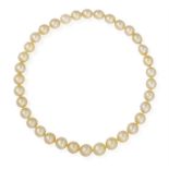 A CULTURED PEARL NECKLACE Composed of a graduated row of South Sea cultured pearls of gold tint