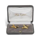 A PAIR OF GOLD CUFFLINKS, BY JEAN COCTEAU (1889-1963) Each V-shaped plaque depicting an abstract
