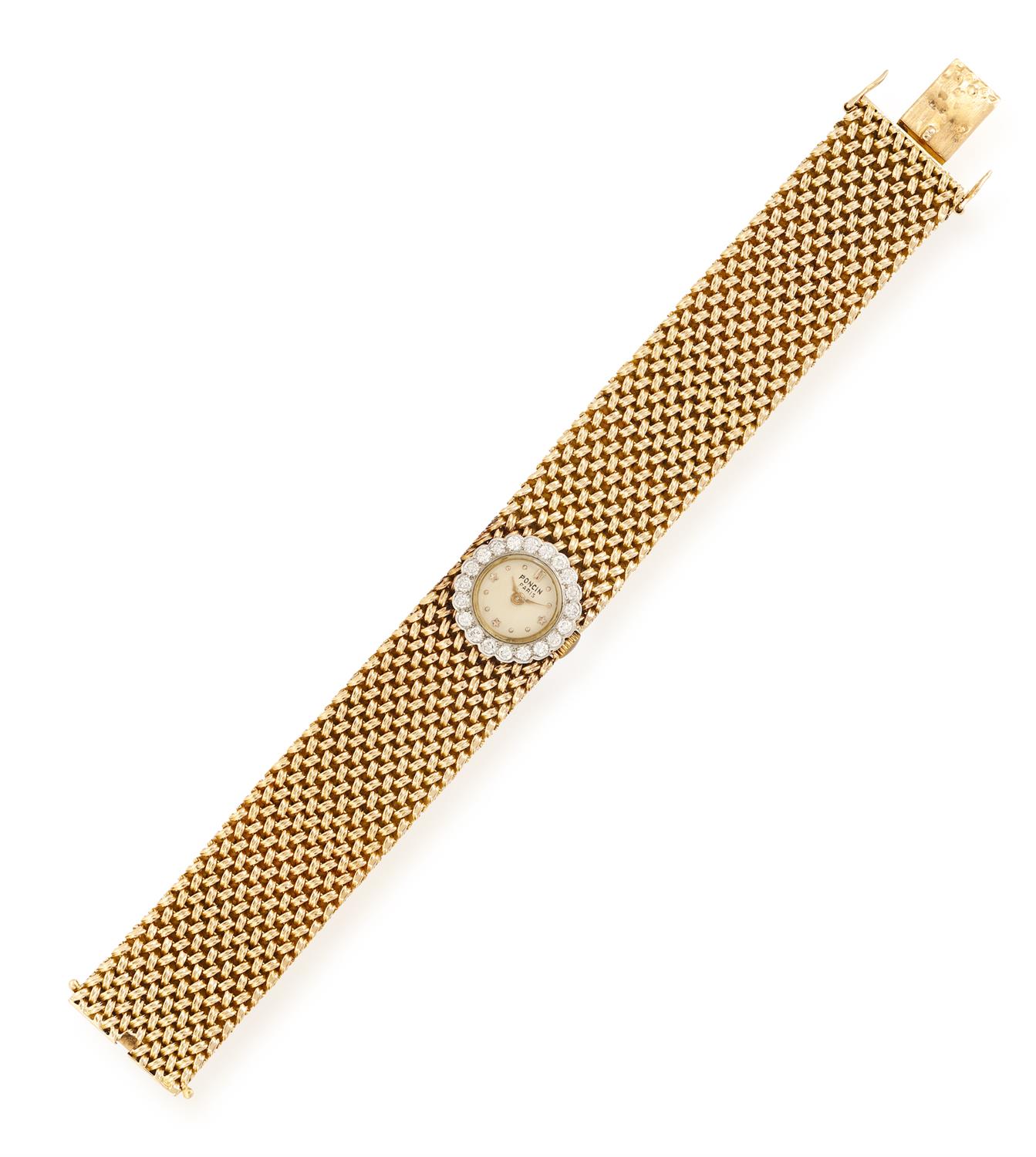 A LADY'S DIAMOND COCKTAIL WATCH, BY PONCIN PARIS, CIRCA 1960 The 17-jewel manual wind movement,