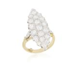 A DIAMOND DRESS RING, CIRCA 1965 The marquise plaque set with brilliant-cut diamonds throughout,