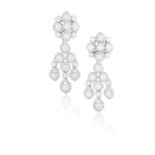 A PAIR OF DIAMOND PENDENT EARCLIPS, BY MAUBOUSSIN Of chandelier design, each brilliant-cut