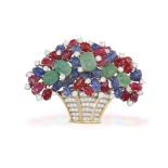 THE PRIVATE PROPERTY OF A NOBLE ITALIAN LADY A GEM-SET AND DIAMOND 'GIARDINETTO' BROOCH,