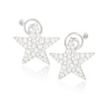 A PAIR OF DIAMOND EARRINGS, BY MARGHERITA BURGENER Each bombé star, pavé-set with brilliant-cut