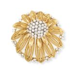 A DIAMOND BROOCH, BY RAYMOND TEMPLIER, CIRCA 1958 Composed of a stylised flowerhead,