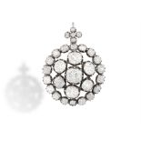 A FINE LATE 19TH CENTURY DIAMOND PENDANT, CIRCA 1890 Composed of a central old cushion-shaped