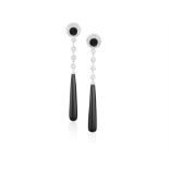 A PAIR OF ONYX AND DIAMOND PENDENT EARRINGS, BY MARGHERITA BURGENER Each elongated onyx drop,