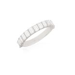 A DIAMOND HALF-ETERNITY RING The frontispiece set with rectangular-cut diamonds within