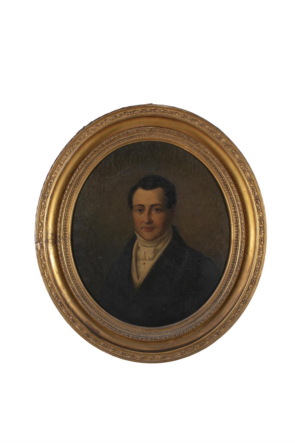 IRISH SCHOOL C.1840 Portrait of a gentleman, oval Oil on canvas, 47cm wide, 57cm long