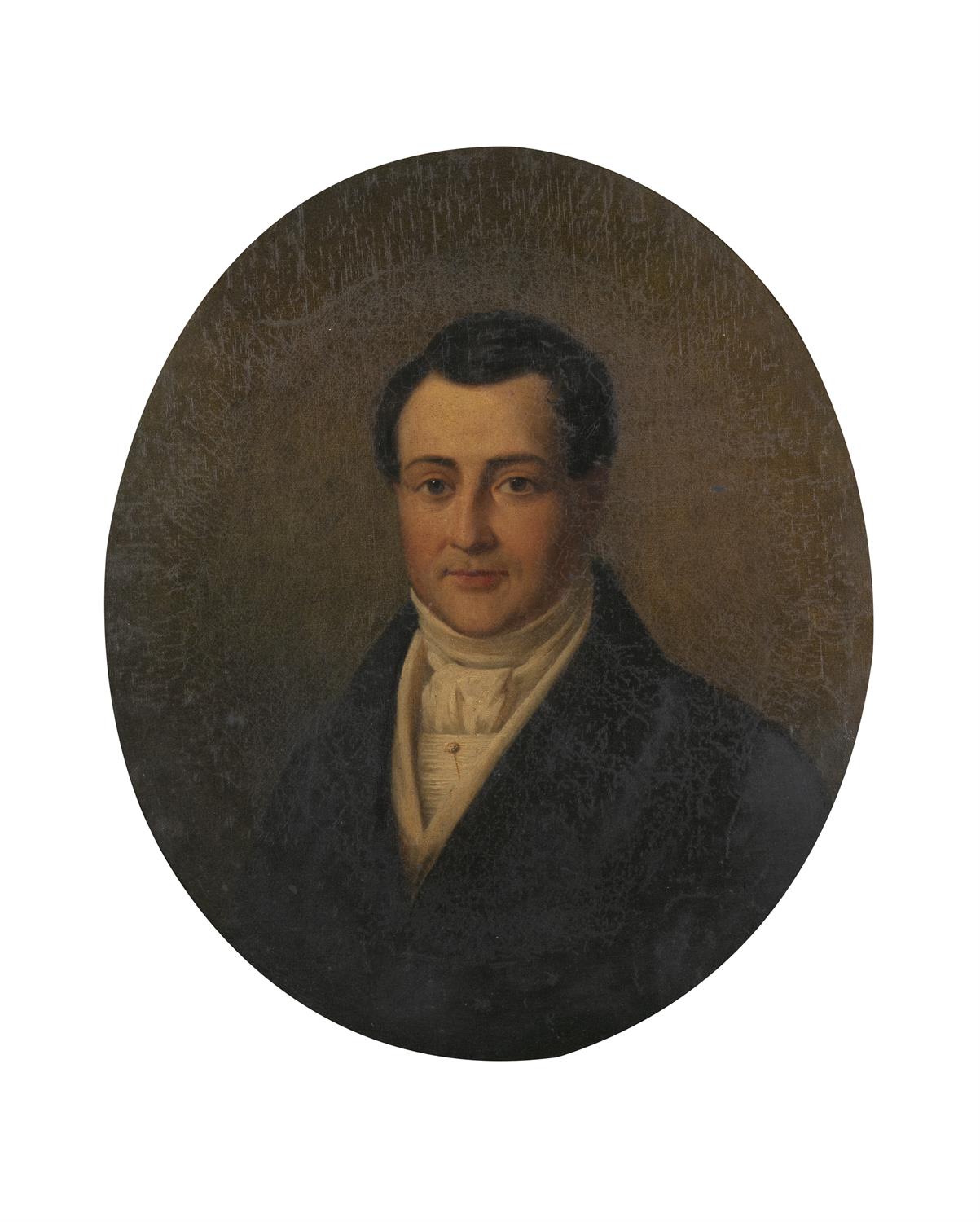 IRISH SCHOOL C.1840 Portrait of a gentleman, oval Oil on canvas, 47cm wide, 57cm long - Image 2 of 3