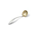 AN AMERICAN STERLING SILVER SOUP LADLE 19TH CENTURY TAPER HANDLE ENGRAVED WITH INITALS, gilded bowl.