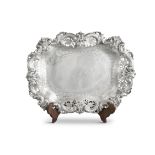 A LARGE AMERICAN SILVER SERVING TRAY, late 19th Century by Galt & Bro of Washington; shaped