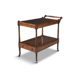 A LATE 19TH CENTURY MAHOGANY DRINKS TROLLEY, with two rectangular tiers, each with moulded lip,