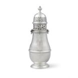 A VICTORIAN SILVER SUGAR SHAKER, London 1893, Elkington & Co Ltd., with knopped finial,