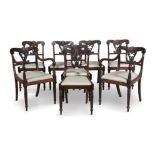 A SET OF EIGHT IRISH WILLIAM IV MAHOGANY DINING CHAIRS, comprising two carvers and six single