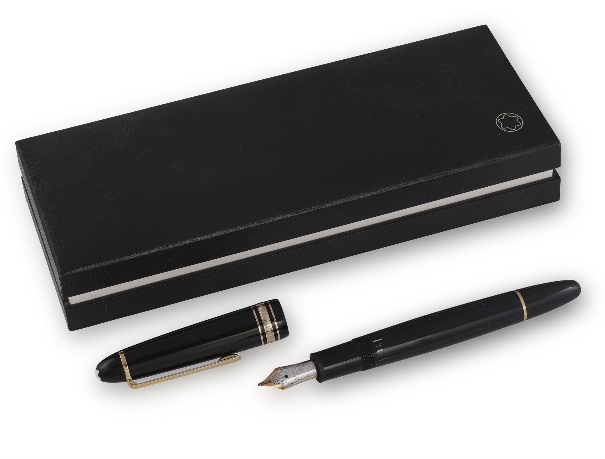 A FOUNTAIN PEN BY MONTBLANC, black coloured with steel steel engravings 'Meisterstuck Pix - Image 3 of 3