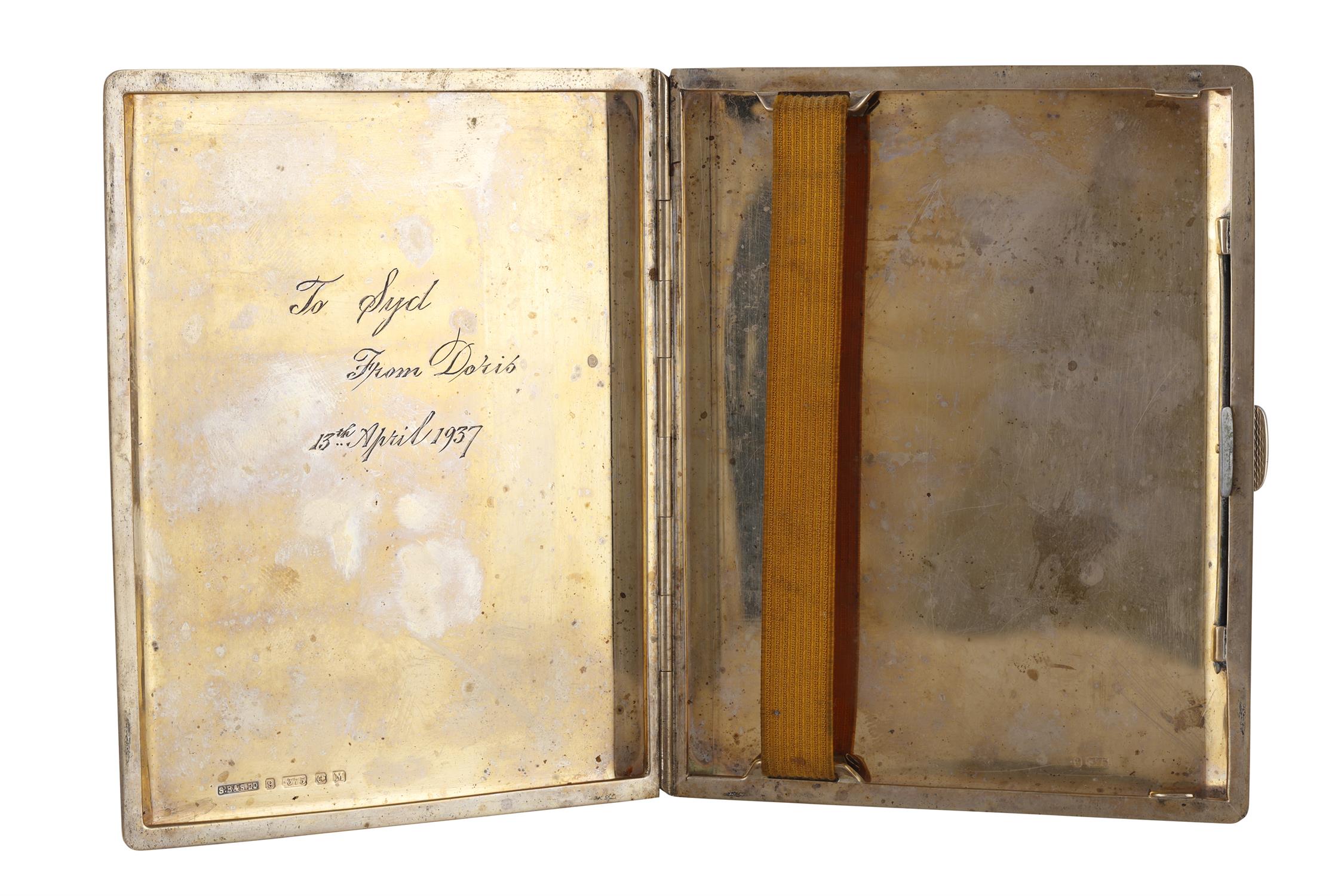 A 9K GOLD CIGARETTE CASE, CIRCA 1937, with English hallmarks, maker's mark 'S. B&S Ld', - Image 2 of 2