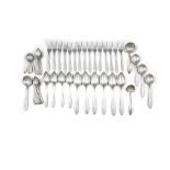 A LARGE SUITE OF AMERICAN SILVER TAPER HANDLE CUTLERY, comprising a set of 15 large table forks,