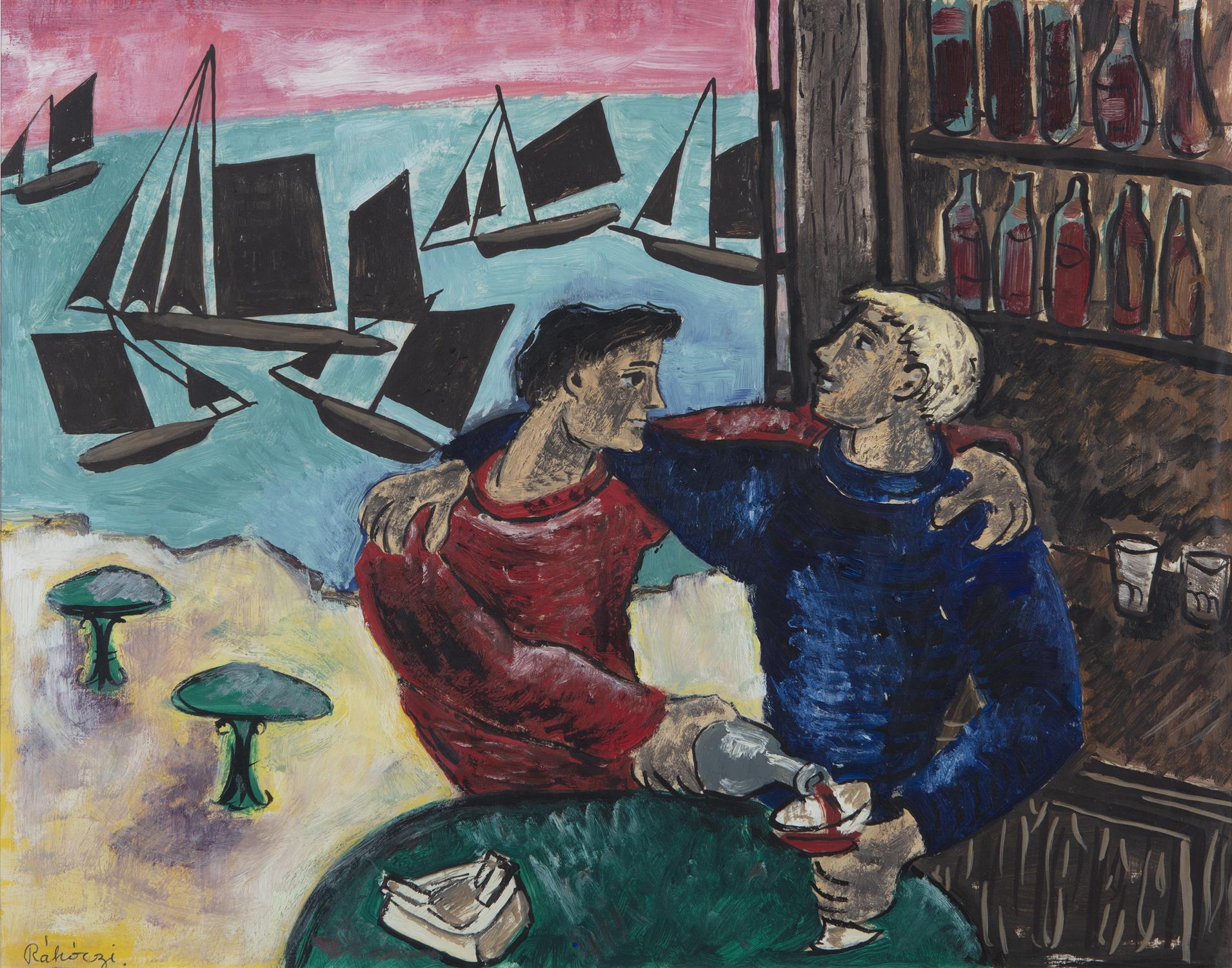 Basil Ivan Rákóczi (1908-1979) Two Friends Oil on paper, 40 x 51cm (15¾ x