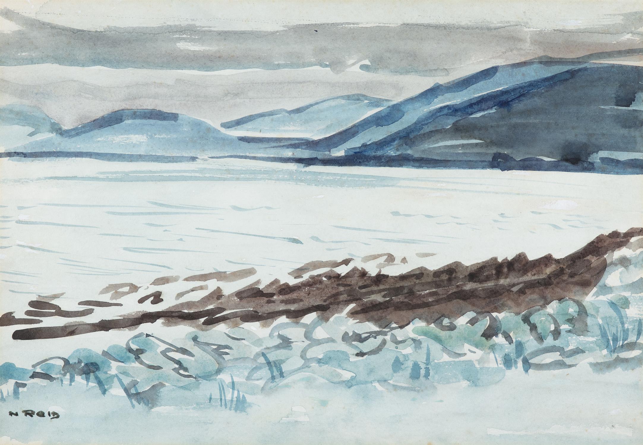 Nano Reid (1900-1981) Coastal Scene Watercolour, 23 x 33cm (9 x 13") Signed