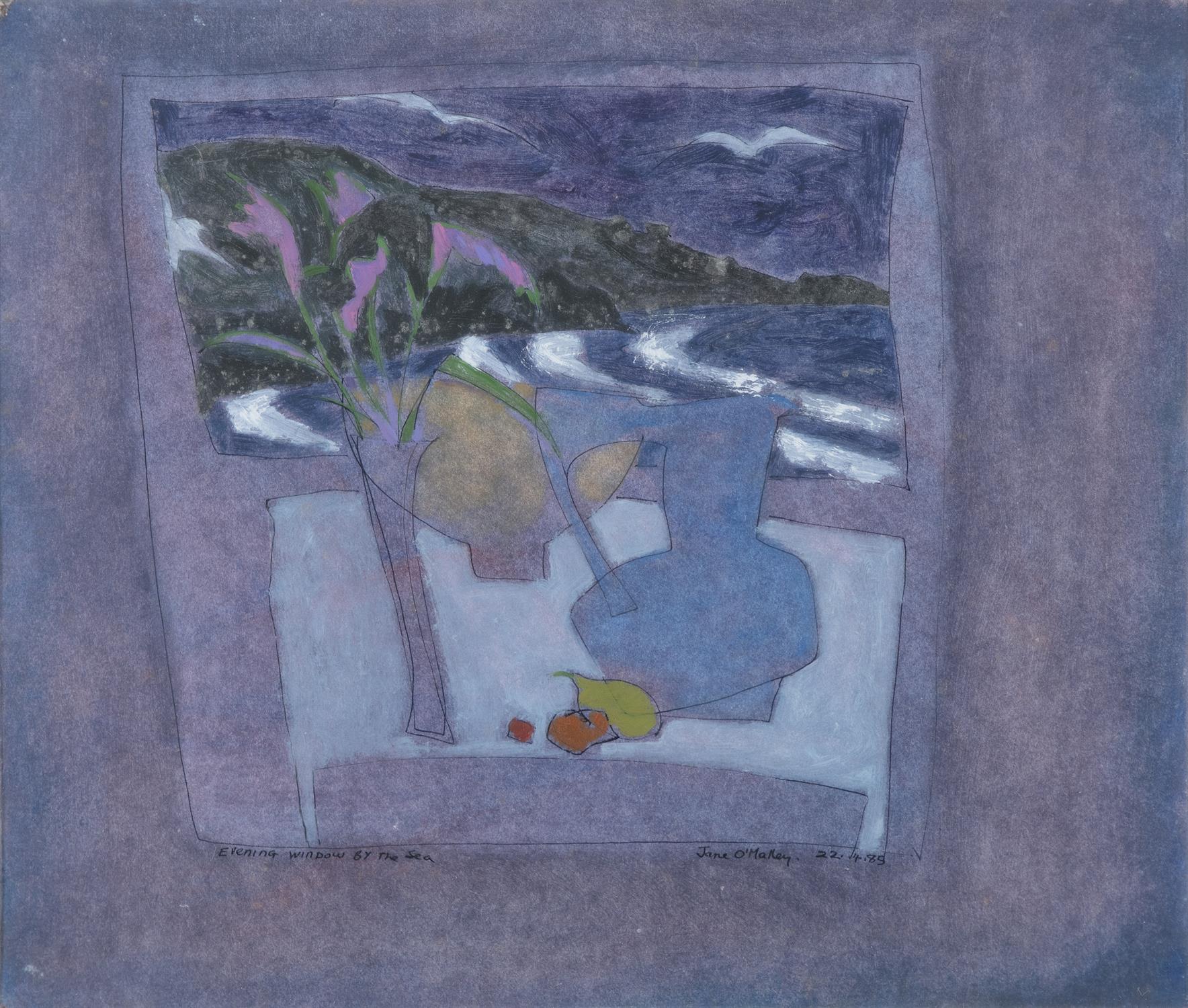 Jane O'Malley (b.1944) Evening Window by the Sea Mixed media on board, 24 x 27cm (9½ x