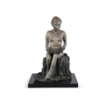 Paddy Campbell (b.1942) Girl Reading Bronze, 35.5 x 24 x 21.5cm (14 x 9½ x 8½'') Signed and