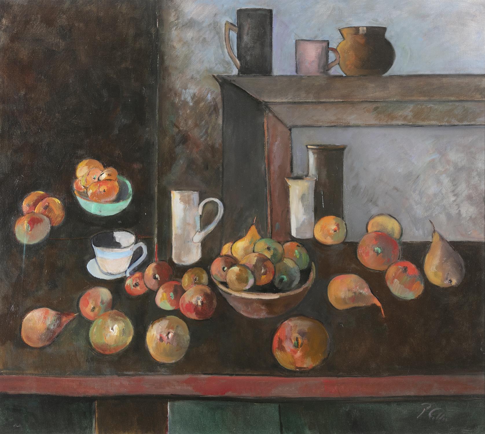 Peter Collis RHA (1929-2012) Fruit in front of Mantle Oil on canvas, 81 x 91cm (31¾ x