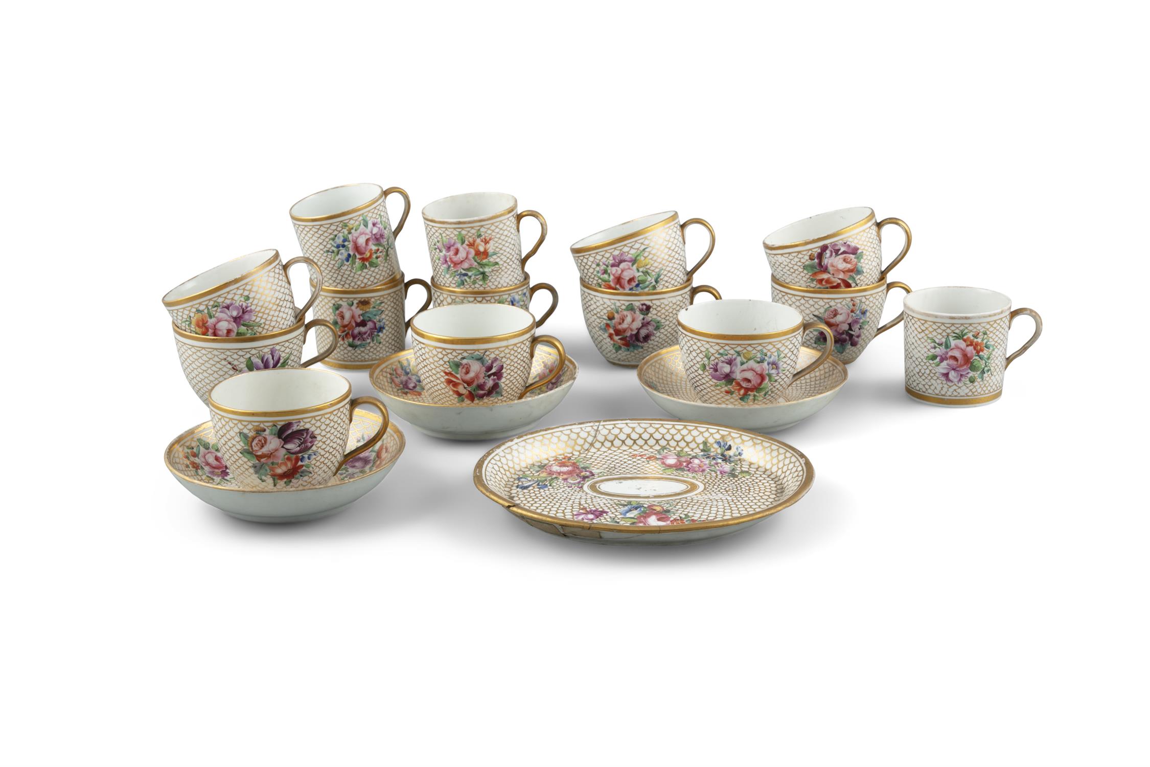 ***PLEASE NOTE THERE ARE ONLY 8 TEA CUPS AND 2 SAUCERS IN THIS LOT*** A COALPORT PART TEA SET, C.