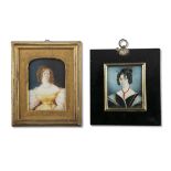 IRISH SCHOOL (EARLY 19TH CENTURY) A Portrait of a Young Lady in a Yellow Dress and a Portrait of a