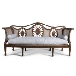 A GEORGIAN REVIVAL THREE SEAT SETTEE, late 19th century, in the Hepplewhite taste,