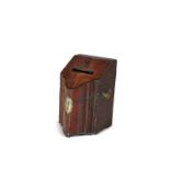 A GEORGE III MAHOGANY SLOPEFRONT KNIFE BOX, converted to a stationery box. 37 x 23cm