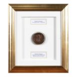 NAPOLEON BONAPARTE, 200TH ANNIVERSARY A mounted uni-face bronze and lead backed medal of Napoleon
