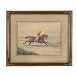 HENRY ALKEN (1785-1851) Horse and Jockey Racing on a Course Watercolour, 25.5 x 33cm Signed