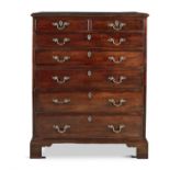 A GEORGE III MAHOGANY TALL CHEST OF DRAWERS, comprising two short and five long graduated drawers
