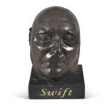 JONATHAN SWIFT (1667-1745) A bronze death mask of Dean Swift taken directly from his original 1745