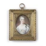 FRENCH SCHOOL (18TH CENTURY) Miniature portrait of a Young Lady Watercolour on ivory,