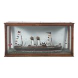 A MID-VICTORIAN PAINTED TIMBER MODEL OF THE STEAMSHIP 'LILY', contained in a mahogany framed