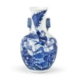 A SMALL CHINESE BLUE AND WHITE BALUSTER VASE, 19th Century, decorated with a continuous band of
