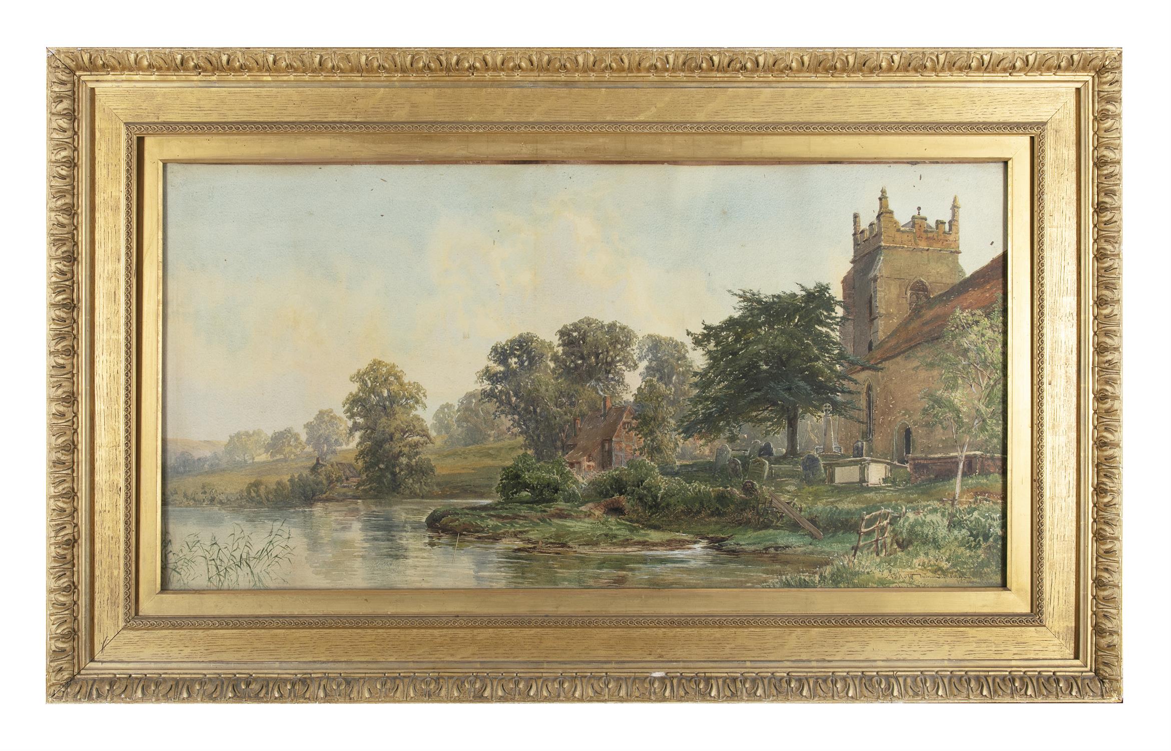 JOHN FAULKNER RHA (1835-1894) Ashow Near Stoneleigh, Warwickshire Watercolour, 48.25 x 97.