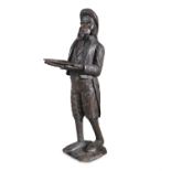 A 19TH CENTURY CARVED HARDWOOD COLONIAL FIGURE OF A MONKEY IN BUTLER LIVERY, his arms outstretched