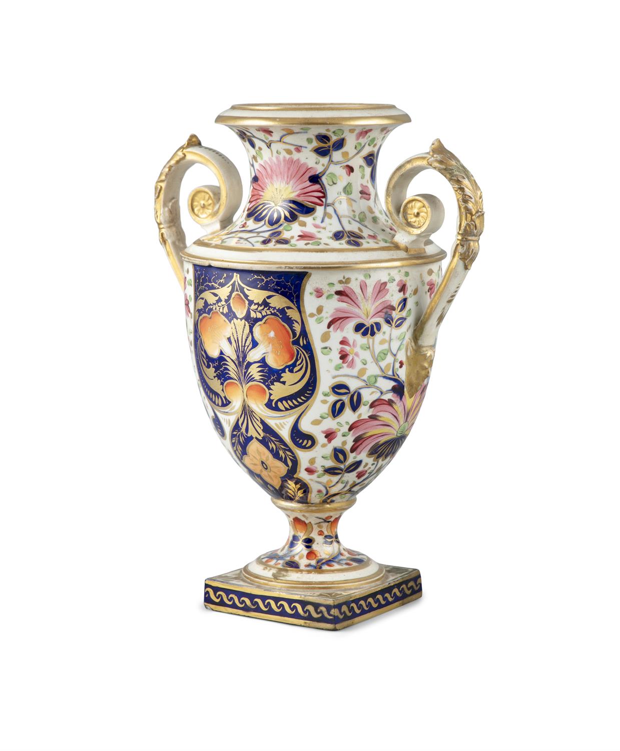 A 19TH CENTURY DERBY PORCELAIN URN, c.1820-30, of classical design, with gilt scrollwork handles, - Image 2 of 13