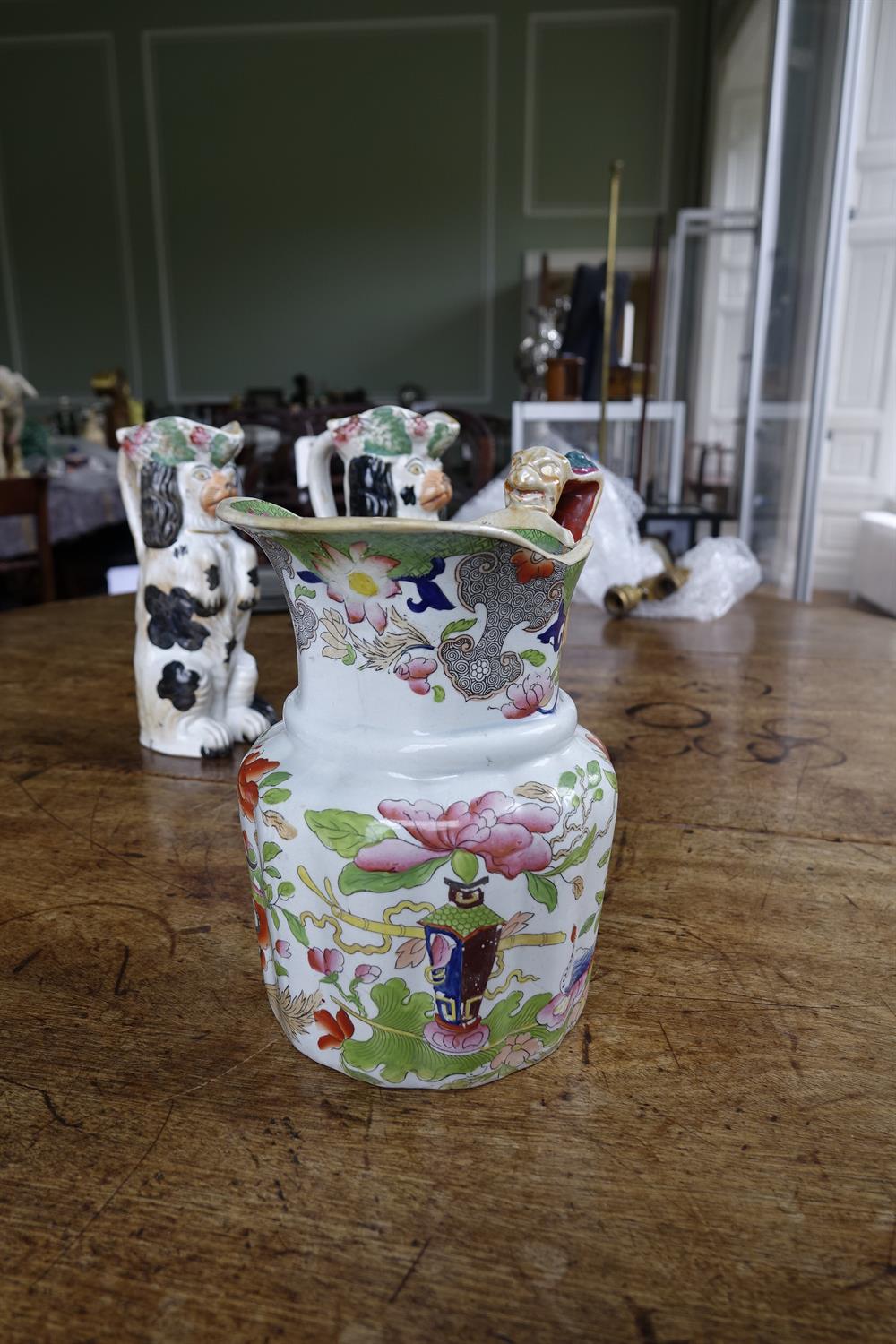 A PAIR OF 19TH CENTURY STAFFORDSHIRE JUGS, moulded in the form of spaniels. 26cm high; Together - Image 13 of 16