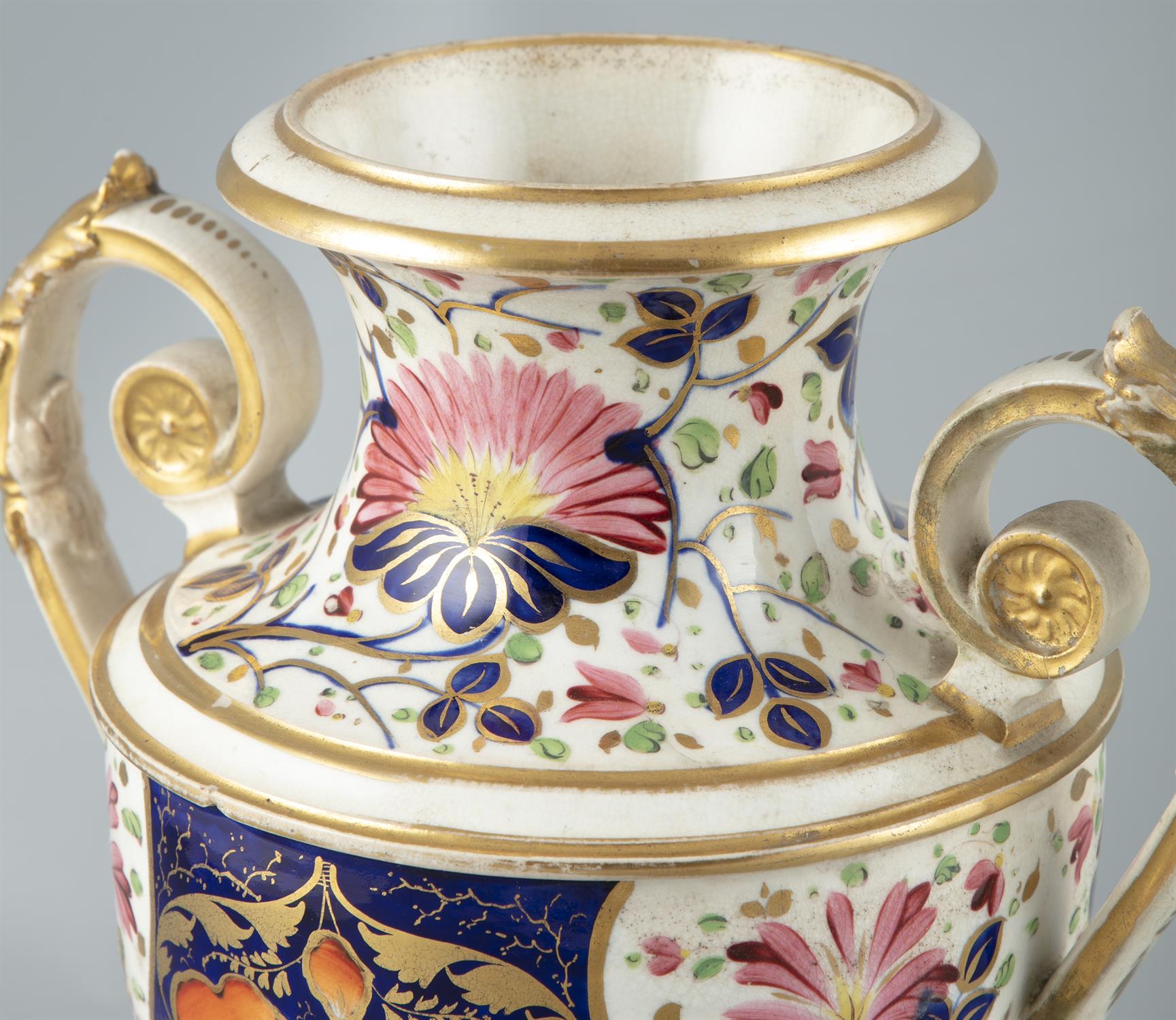 A 19TH CENTURY DERBY PORCELAIN URN, c.1820-30, of classical design, with gilt scrollwork handles, - Image 3 of 13