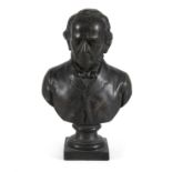 ENGLISH SCHOOL (19TH CENTURY) Portrait Bust of a Gentleman with Necktie Bronze On socle and