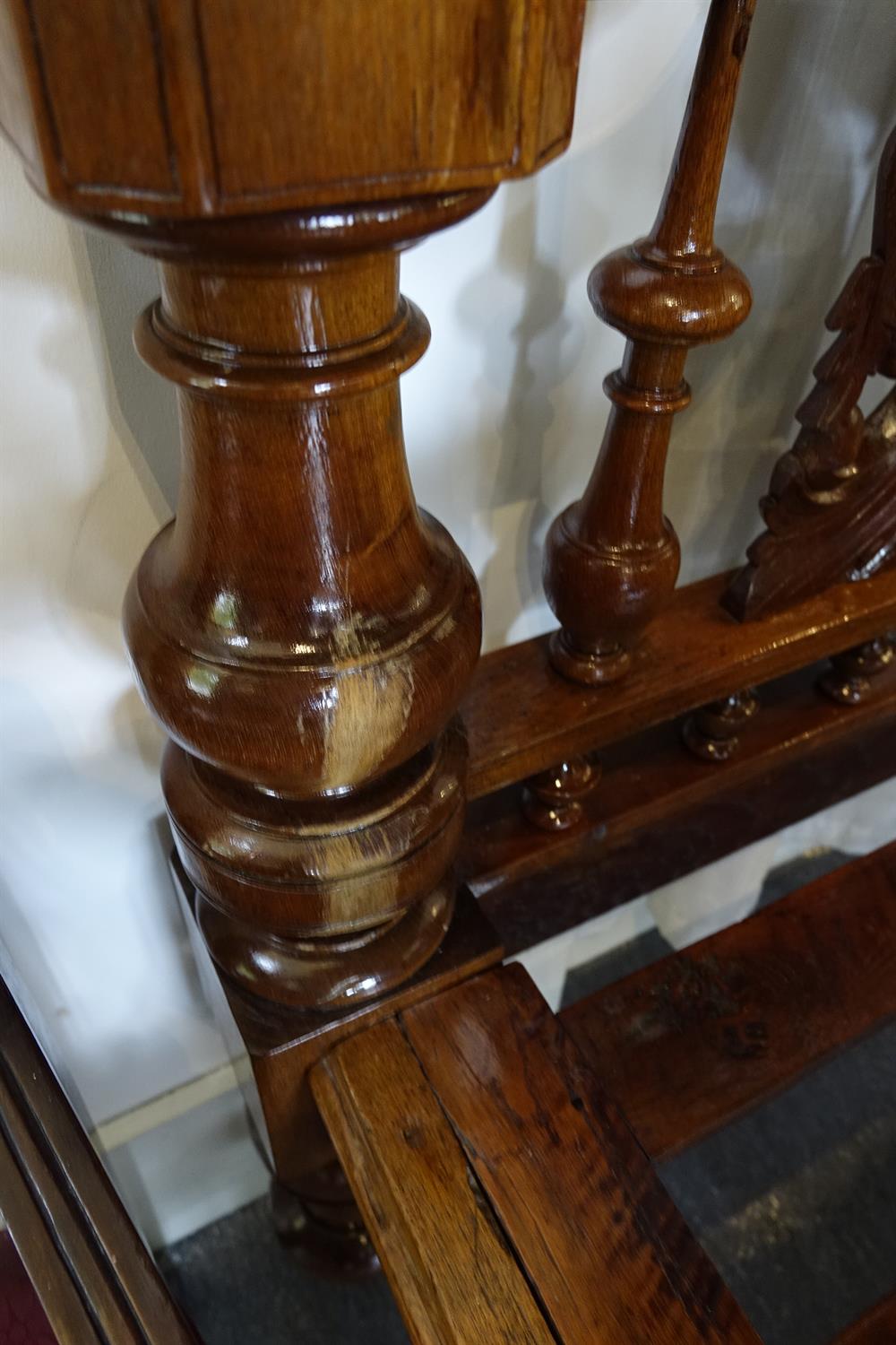 A VICTORIAN MAHOGANY FOUR POSTER BED, in 17th century style, having a cavetto cornice supported by - Image 18 of 18