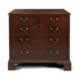 A GEORGE III MAHOGANY RECTANGULAR CHEST OF DRAWERS, comprising two short drawers and three long