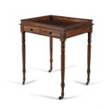 A GEORGE IV MAHOGANY OCCASIONAL TABLE, in the manner of Gillows, with tray top above frieze drawers