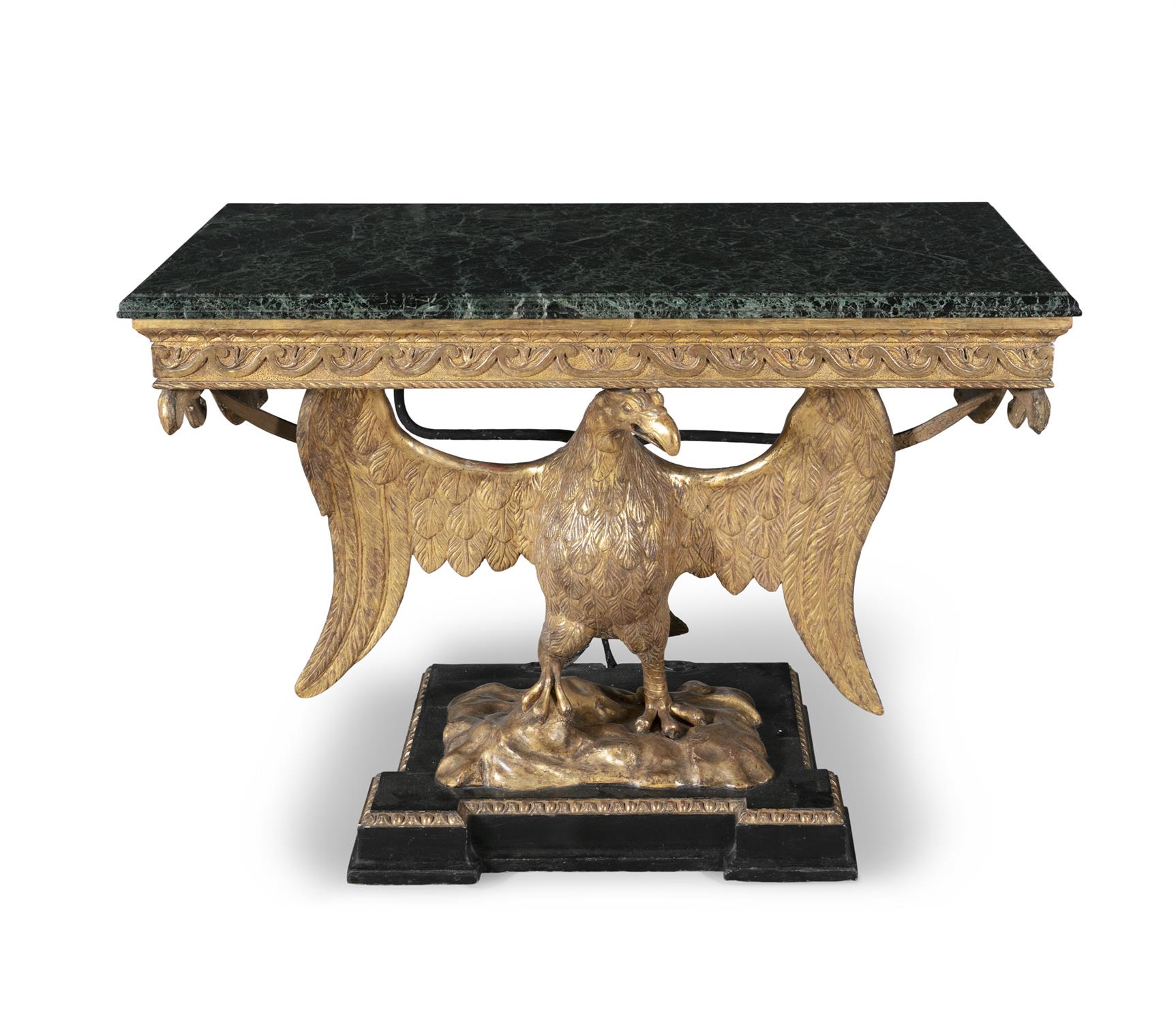 A PAIR OF 19TH CENTURY GEORGE III STYLE GILTWOOD CONSOLE TABLES, in the manner of William Kent, - Image 3 of 6