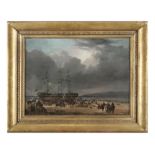 MANNER OF PHILIPPE DE LOUTHERBOURG (1740-1812) Troops Disembarking from a Beached Sloop; Hulk on a