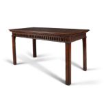 A GEORGE III MAHOGANY SERVING TABLE, C.1780, with thumb moulded top, the arcaded friezes,