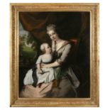 NATHANIEL HONE (1718 - 1784) Portrait of a mother and child seated in an elegant draped